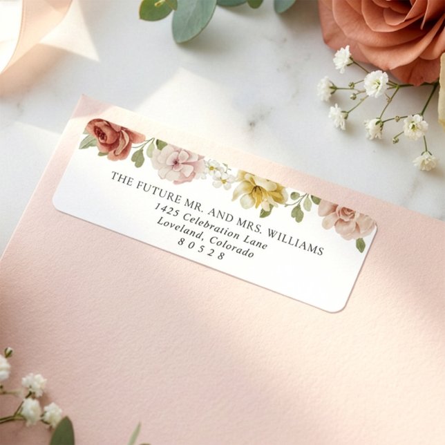 Elegant Floral Wedding Return Address (Von Creator hochgeladen)