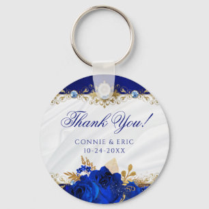 Elegant Floral Wedding Royal Blue Vielen Dank für  Schlüsselanhänger