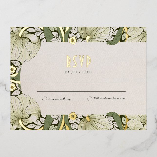 Elegant Floral Wedding RSVP Card Folie Einladungspostkarte (Vorderseite)