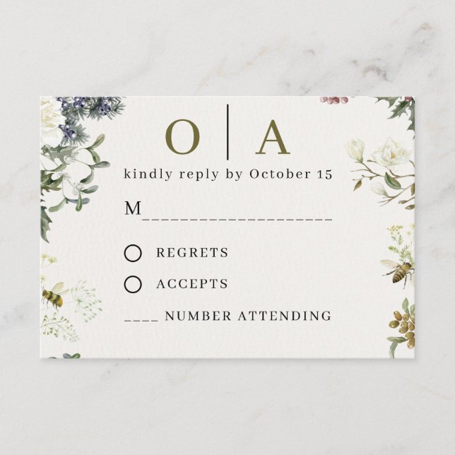 Elegant Floral Wedding RSVP Card | Watercolor  Karte (Vorderseite)