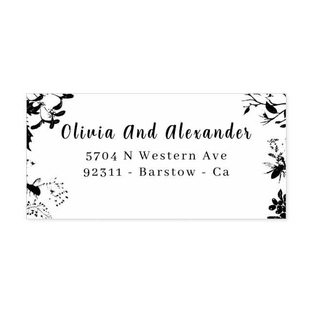 Elegant Floral Wedding Self‑Inking Rubber Stamp |  Permastempel (Design)