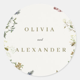Elegant Floral Wedding Small Round Sticker |