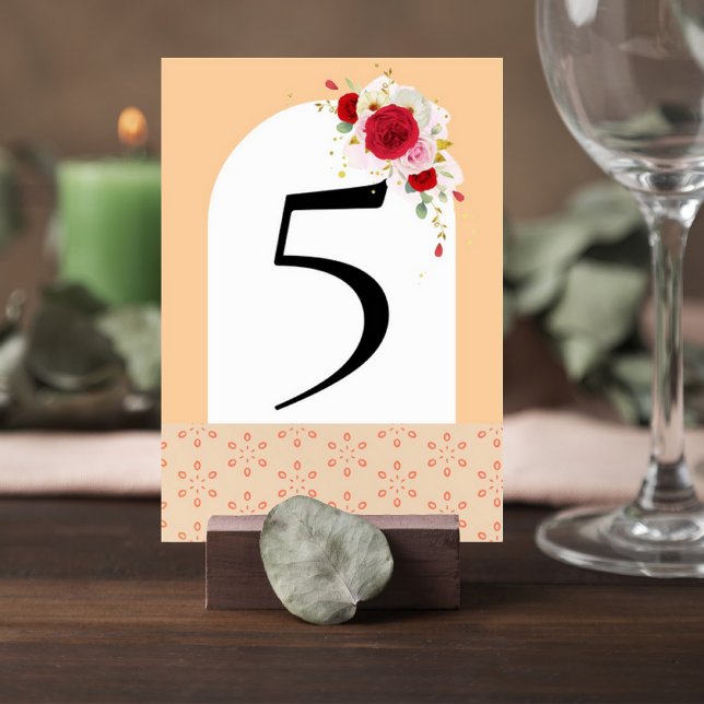 Elegant Floral Wedding Table Number Card Tischnummer (Von Creator hochgeladen)