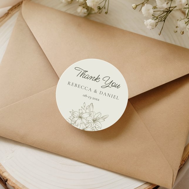 Elegant Floral Wedding Thank You Favor Sticker (Von Creator hochgeladen)