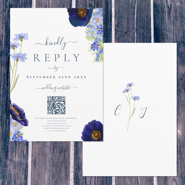 Elegant Floral Wedding Website Antwort QR Code (Von Creator hochgeladen)