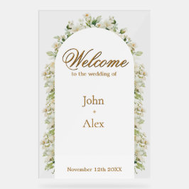 Elegant Floral Wedding Welcome Sign - Custom Made Acrylschild
