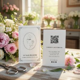 Elegant Floral Wellness Business Card with QR Code Visitenkarte