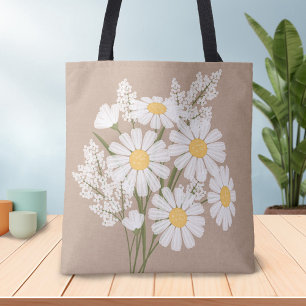 Elegant Floral White Daisies auf Beige