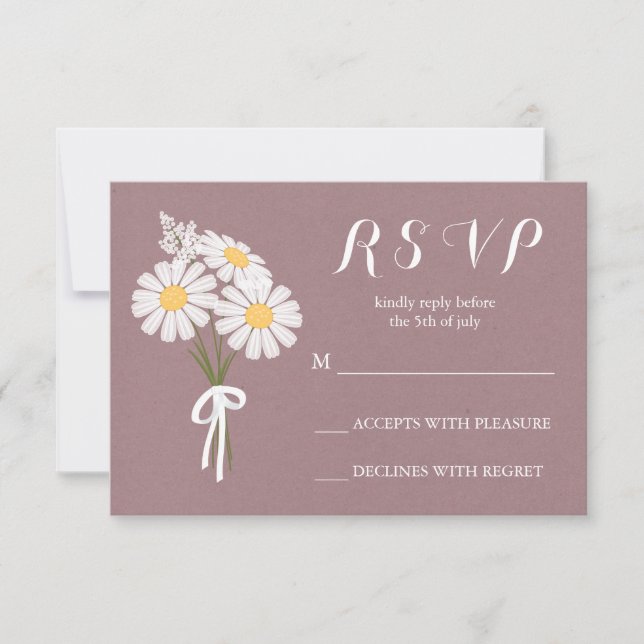 Elegant Floral White Daisies Bouquet UAWG Wedding RSVP Karte (Vorderseite)