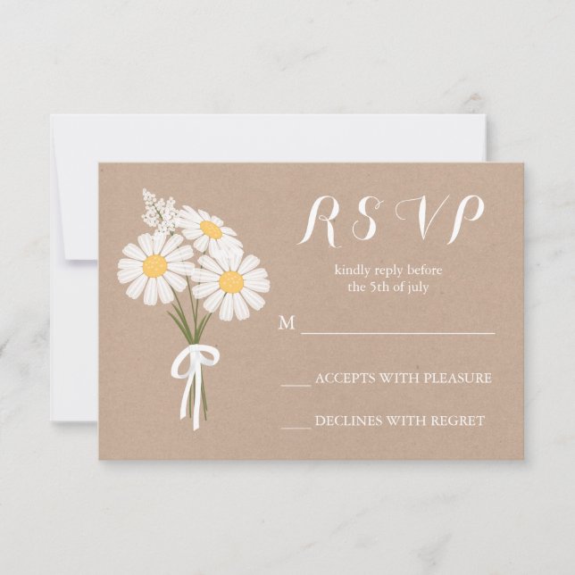 Elegant Floral White Daisies Bouquet UAWG Wedding RSVP Karte (Vorderseite)