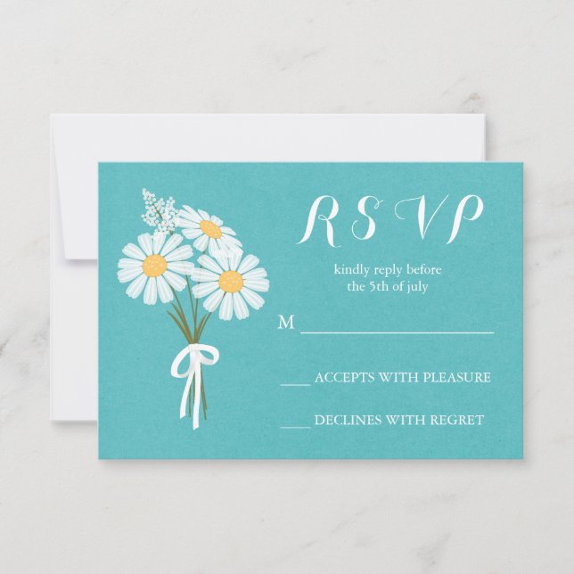 Elegant Floral White Daisies Bouquet UAWG Wedding RSVP Karte (Vorderseite)