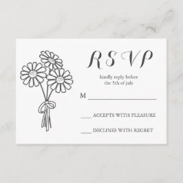 Elegant Floral White Daisies Bouquet UAWG Wedding RSVP Karte