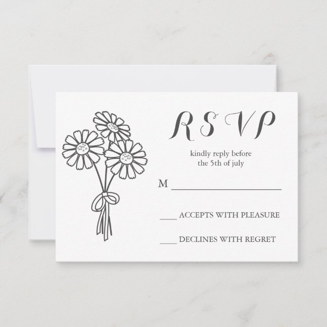 Elegant Floral White Daisies Bouquet UAWG Wedding RSVP Karte (Vorderseite)