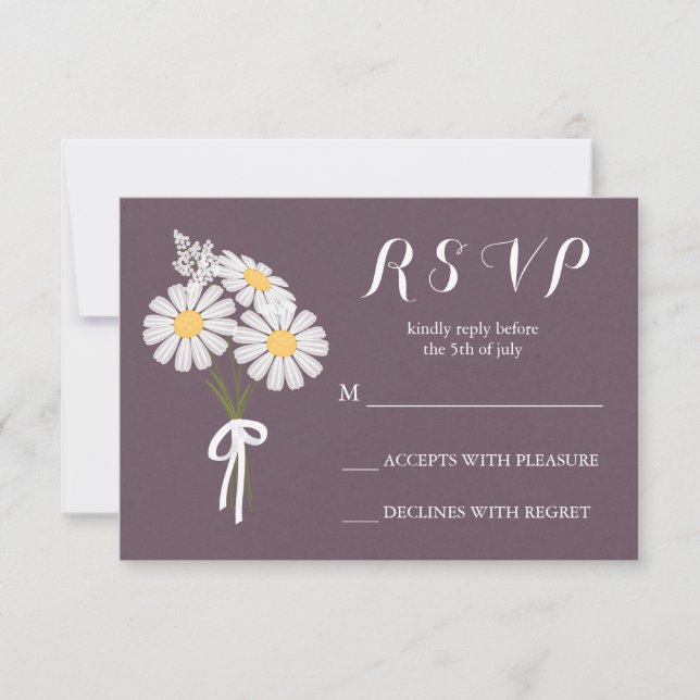 Elegant Floral White Daisies Bouquet UAWG Wedding RSVP Karte (Vorderseite)