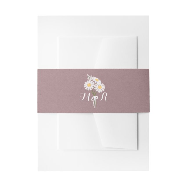 Elegant Floral White Daisies Monogram Wedding Einladungsbanderole (Vorderseite Beispiel)