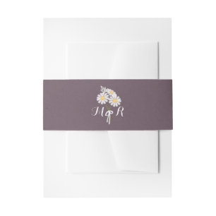 Elegant Floral White Daisies Monogram Wedding Einladungsbanderole
