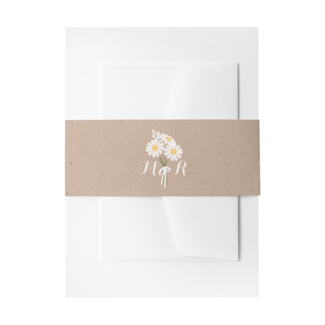 Elegant Floral White Daisies Monogram Wedding Einladungsbanderole (Vorderseite Beispiel)