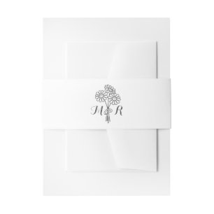 Elegant Floral White Daisies Monogram Wedding Einladungsbanderole