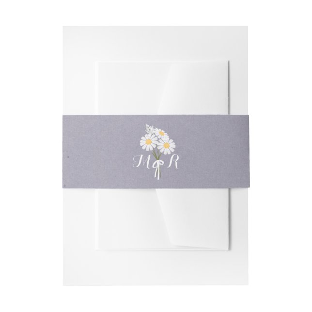 Elegant Floral White Daisies Monogram Wedding Einladungsbanderole (Vorderseite Beispiel)