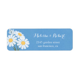 Elegant Floral White Daisies on Blue Wedding