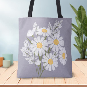Elegant Floral White Daisies on Lavender