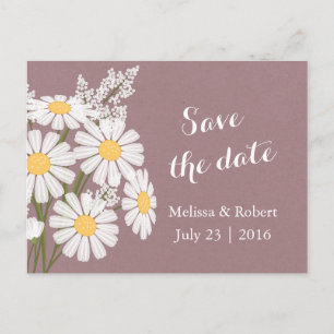 Elegant Floral White Daisies Pink Save the Date Ankündigungspostkarte