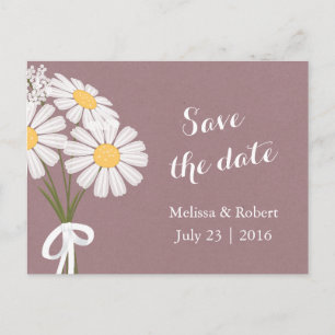 Elegant Floral White Daisies Pink Save the Date Ankündigungspostkarte