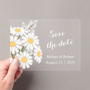 Elegant Floral White Daisies Save the Date Acryleinladungen