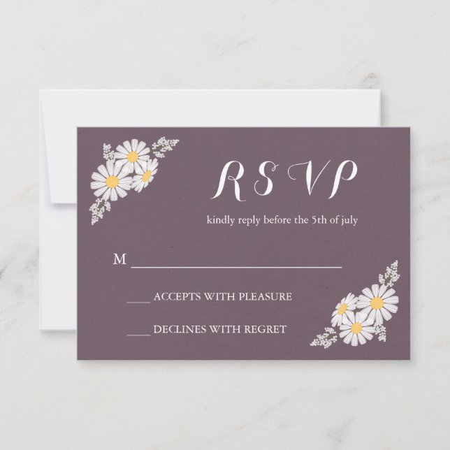 Elegant Floral White Daisies UAWG Wedding RSVP Karte (Vorderseite)