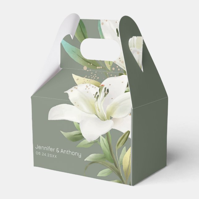 Elegant Floral White Lilies Geschenkschachtel (Vorderseite)