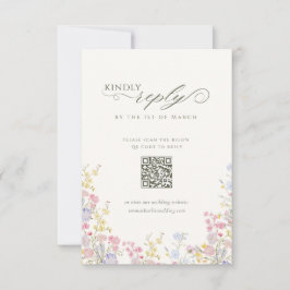 Elegant Floral Wildflower Calligraphy QR Code RSVP Karte