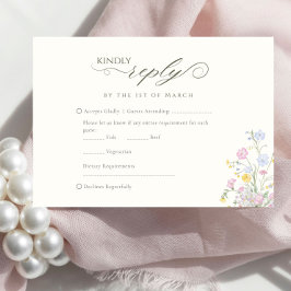 Elegant Floral Wildflower Calligraphy RSVP Karte