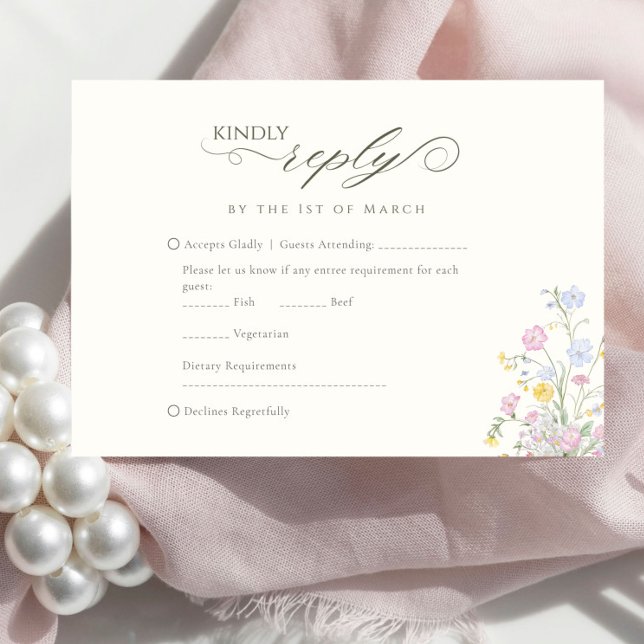 Elegant Floral Wildflower Calligraphy RSVP Karte (Von Creator hochgeladen)