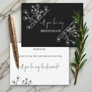 Elegant Floral "Will to be my Bridesmaid" Vorschla Einladung