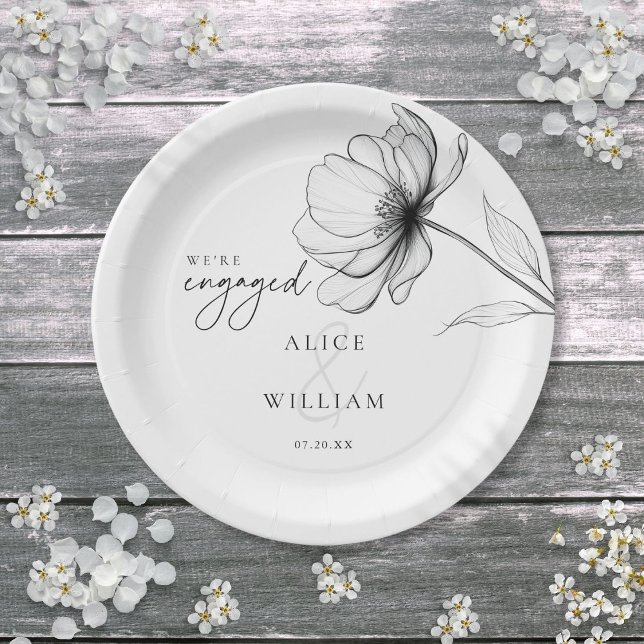 Elegant Floral Wir sind Verlobte Engagement Party Pappteller (Elegant Floral We're Engaged Engagement Party Paper Plates)