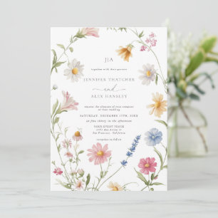 Elegant Floral Wreath Qr Code UAwg Wedding Einladung