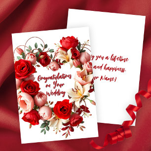 Elegant Floral Wreath Wedding Herzlichen Glückwuns Karte