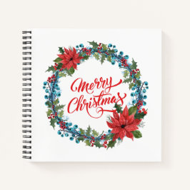 Elegant Floral Wreath Weihnachten | Notebook Notizbuch