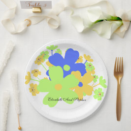 Elegant Floral Yellow Green Pappteller