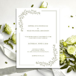 Elegant florale Rich Sage Green Wedding Einladung