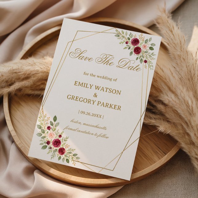 Elegant Florales Gold Save The Date (Von Creator hochgeladen)