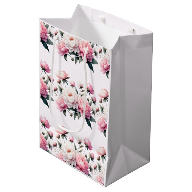Elegant Florals Mittlere Geschenktüte (Vorderseite Schrägansicht)