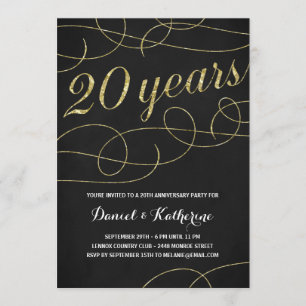 Elegant Flourish Falsche Goldfolie 20. Jubiläum Einladung