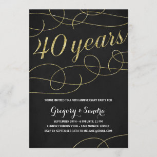 Elegant Flourish   Falsche Goldfolie 40. Jubiläum Einladung
