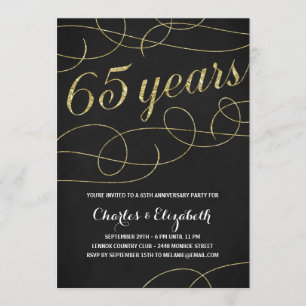 Elegant Flourish Falsche Goldfolie 65. Jubiläum Einladung