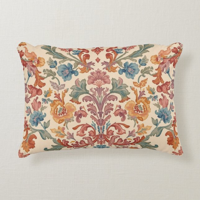 Elegant, Flowers Ornaments,Pink, Peach,Orange Blue Dekokissen (Vorderseite)