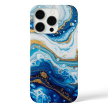 Elegant Fluid Art iPhone 16 Fall - Abstrakt Blue