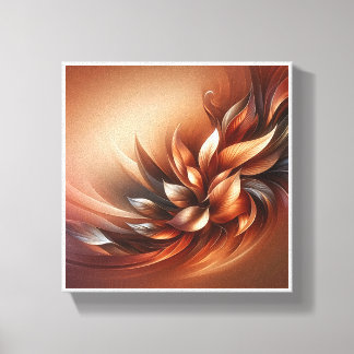 Elegant Fluid Leaf Abstract - Warm Terracotta and  Leinwanddruck