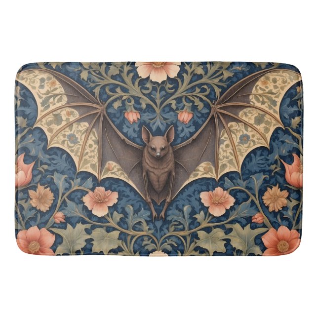 Elegant Flying Bat William Morris Inspiriert Badematte (Vorderseite)