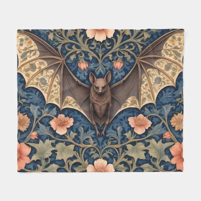 Elegant Flying Bat William Morris Inspiriert Fleecedecke (Vorderseite (Horizontal))